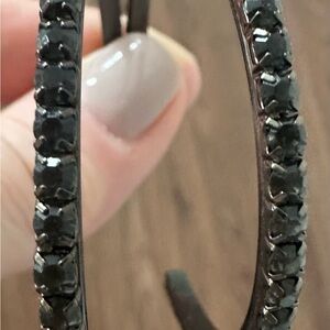 Black Crystal, hoop, earrings and gold heart shaped Women Jewelry